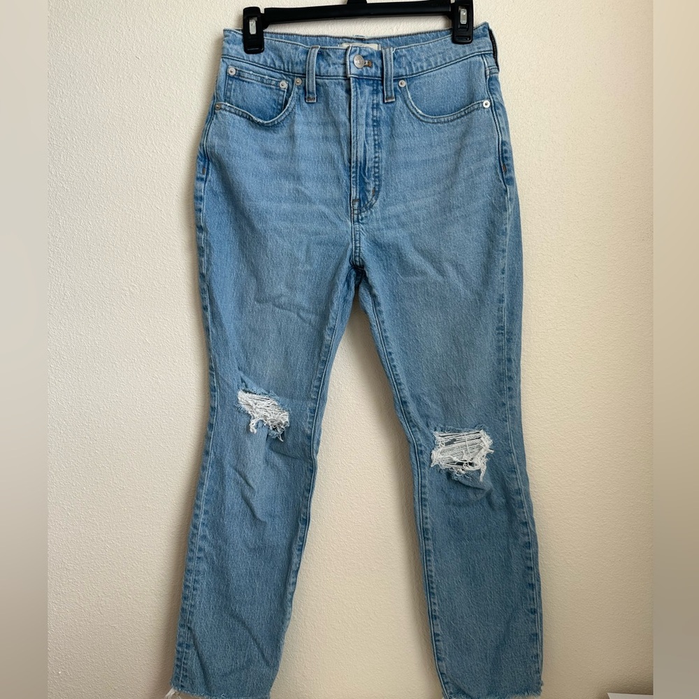 Madewell Women's The Curvy Perfect Vintage Jean Light Wash Sz 27 Frayed Hem